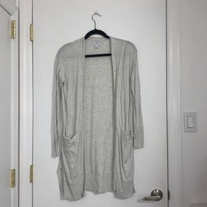 grey cardigan